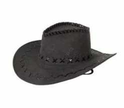 Chapeau Cowboy Imitation Cuir Noir