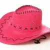 Chapeau Cowboy Imitation Cuir Fuchsia