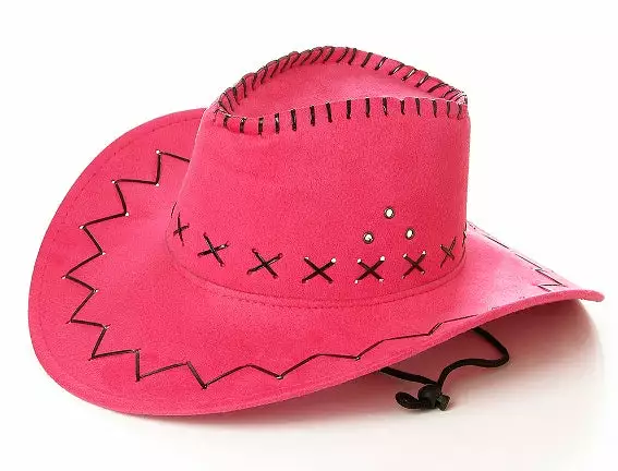 Chapeau Cowboy Imitation Cuir Fuchsia