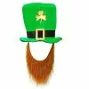 Chapeau Saint Patrick Vert Avec Barbe Et Motif Trèfle