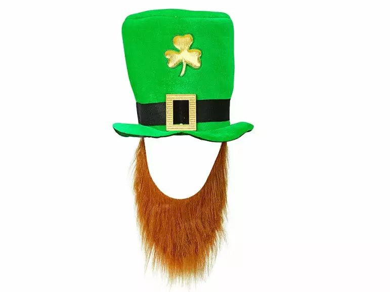 Chapeau Saint Patrick Vert Avec Barbe Et Motif TrĂšfle