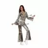 Combinaison Disco Métallisée Argent 2pcs Femme Taille Xl