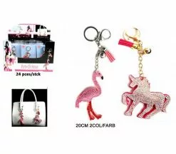 Porte-clefs Licorne Blanc Ou Flamant Rose Avec Strass 20cm