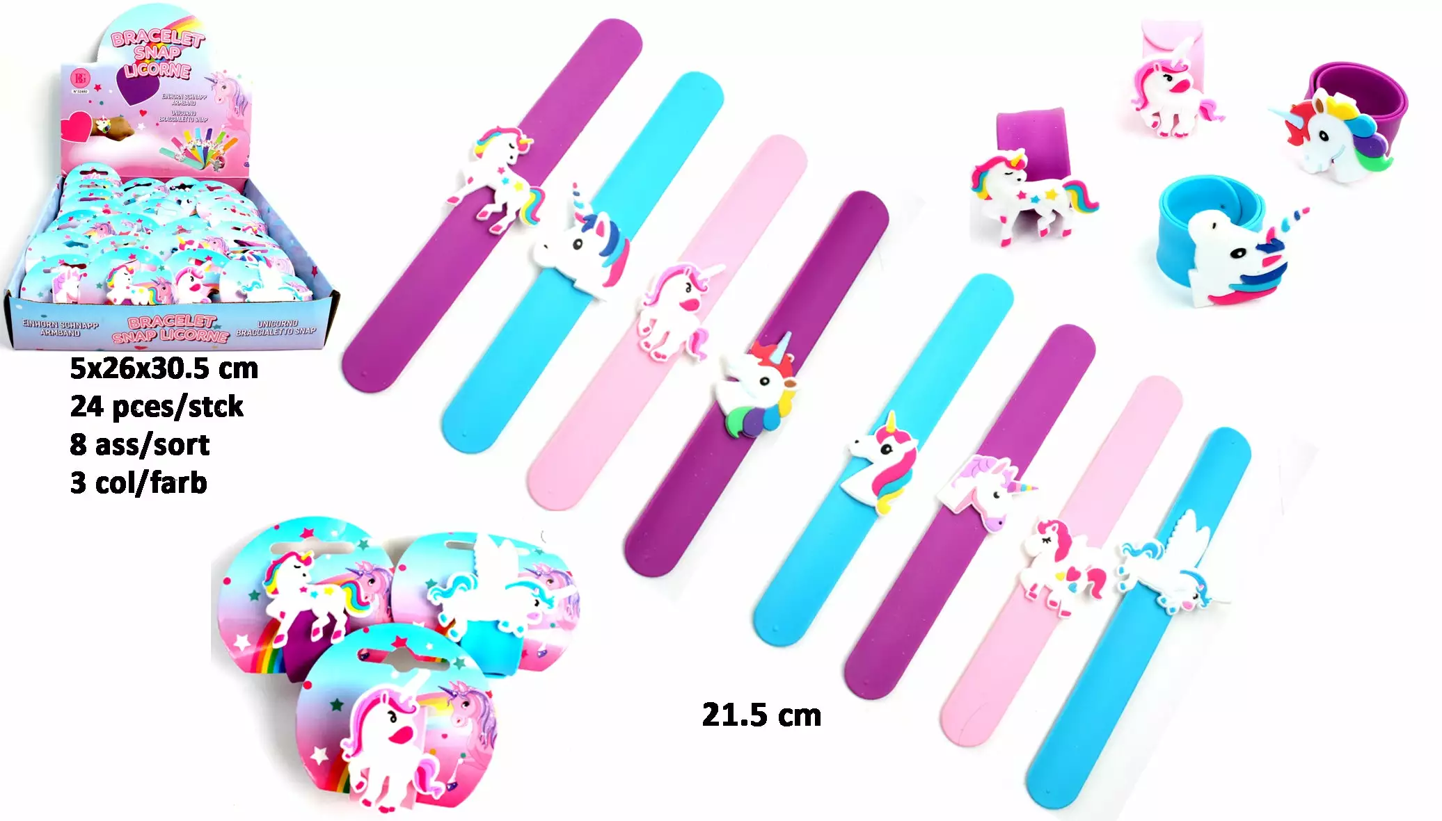 Bracelet Snap Licorne Luxe Mix 21cm