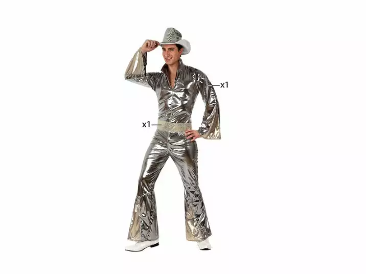 Combinaison Disco Argent 2pcs Homme Taille Xxl