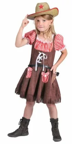 Robe & Chemise De Fille Cowboy Brun/rouge Taille 116cm