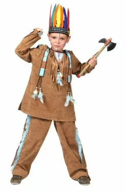 Tunique Et Pantalon De Garçon Indien Daim Taille 128cm