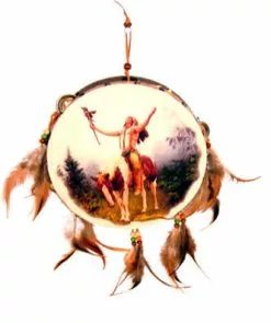 Tambourin Grelots Indien Avec Plumes