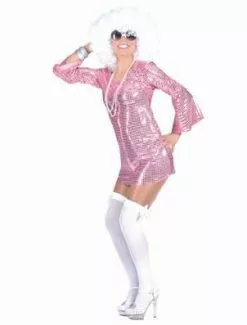 Robe Disco à Paillettes Rose Taille Xl