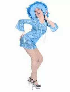 Robe Disco à Paillettes Turquoise Taille S/m