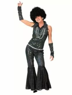 Combinaison Disco à Paillettes Noir Femme Taille L