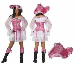 Déguisement Sexy Pirate Rose & Blanc Femme Taille L