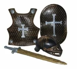 Set Chevalier Casque Armure épée & Bouclier Croix Pour Enfant