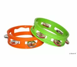 Tambourin Plastique 15cm Vert Orange Mix