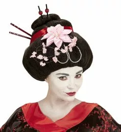 Perruque Geisha Avec Fleurs Femme