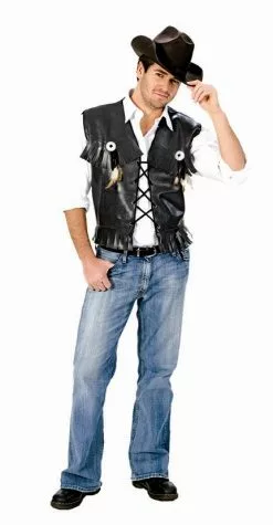 Gilet à Franges De Cowboy Noir Taille Xxl