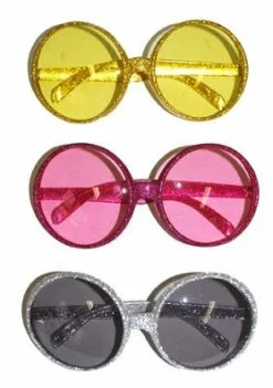 Lunettes Rondes Avec Paillettes Argent Pink Doré