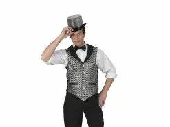Gilet Disco Noir Et Argent Homme Taille L/xl