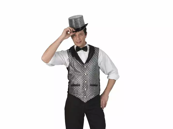 Gilet Disco Noir Et Argent Homme Taille L/xl