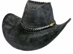 Chapeau Cowboy Imitation Daim Noir