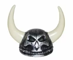 Casque De Viking Crâne Avec Cornes Argent/ivoire