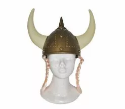 Casque De Viking Gaulois Grandes Cornes Et Tresses
