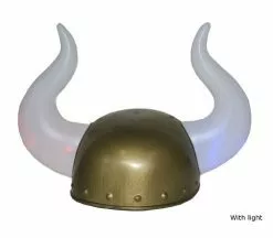 Casque De Viking Gaulois Avec 2 Grandes Cornes Lumineuses Led