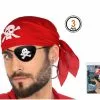 Set Bandana Cache-oeil Et Boucle D''oreille Pirate 3pcs