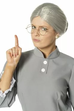 Perruque Vieillarde Grise Femme