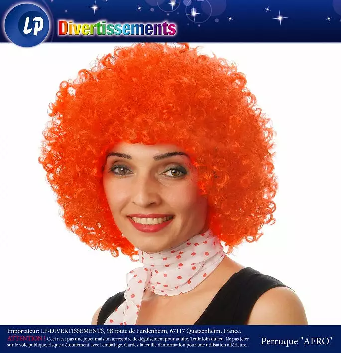 Perruque Afro Moyenne Orange