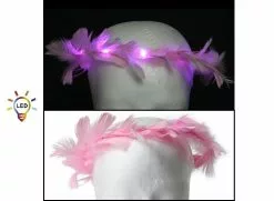 Couronne De Plumes Rose Lumineuse Led''s Rose