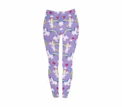 Pantalon Legging Motifs Licorne Mauve